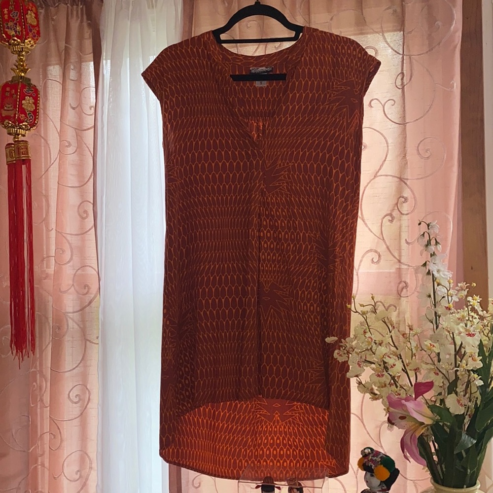 MANUHEALI’I - HAWAIIAN TUNIC STYLE MINI DRESS - SIZE SMALL - MANGO ORANGE COLOR